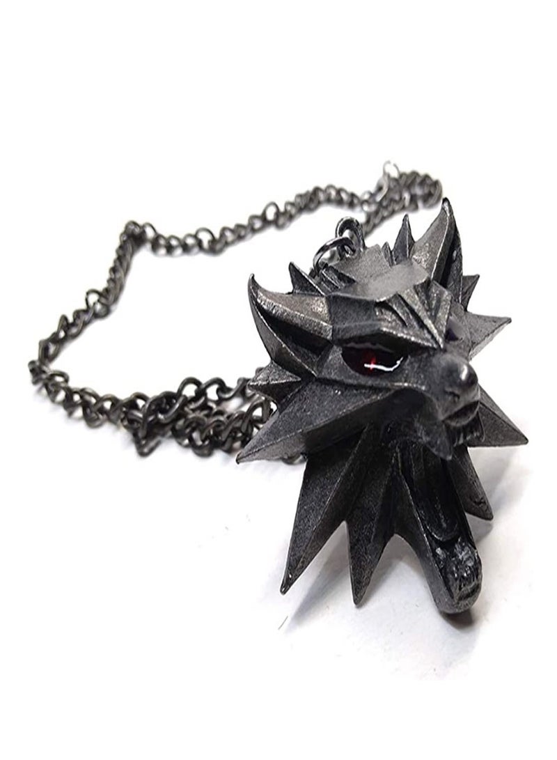 JOLLITY LLC Inspired Wolf Head Pendant Geralt Video Game Gift for Witcher Fan necklace in bag - Image 2