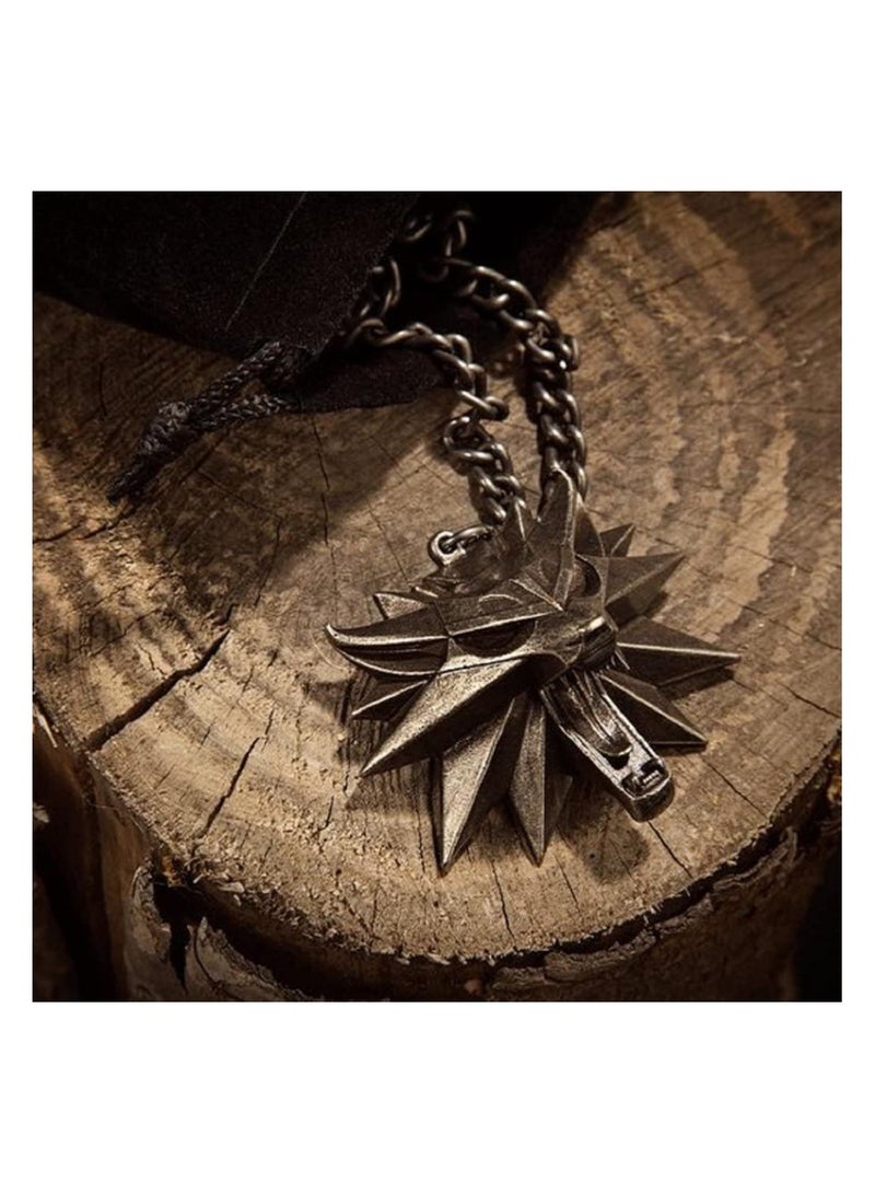JOLLITY LLC Inspired Wolf Head Pendant Geralt Video Game Gift for Witcher Fan necklace in bag - Image 3