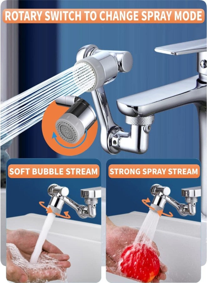 Snevad 1080 Faucet Extender,Universal Rotating Splash Filter Faucet,Aerator,Rotatable Extension Faucets Bubbler,Splash Filter Tap Extend with Dual Water Outlet Modes Stainless Steel - Image 3