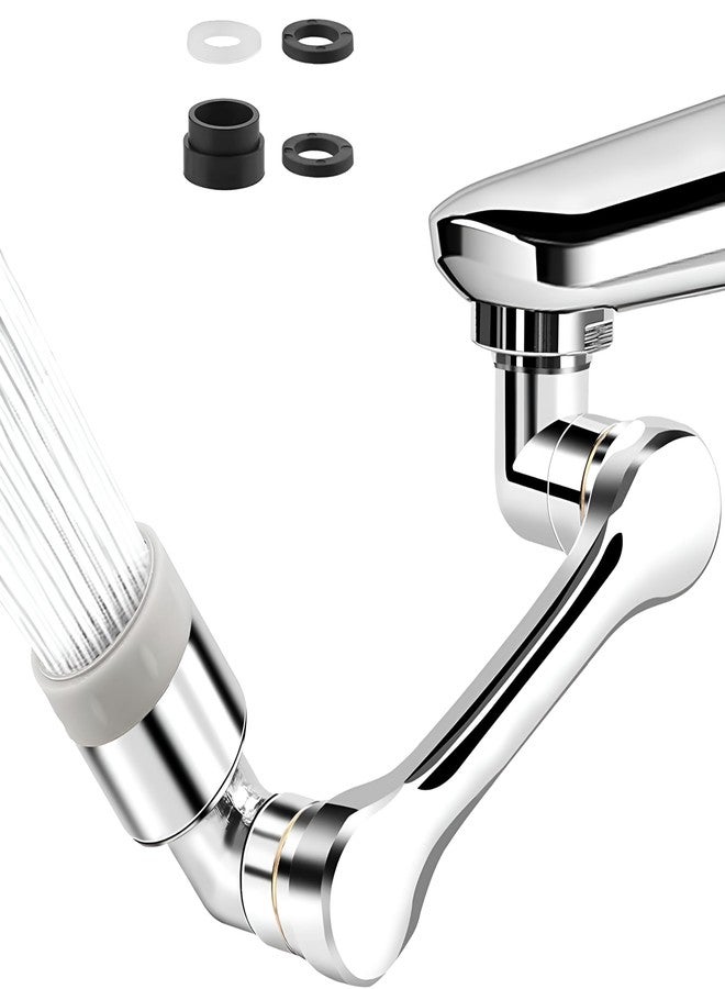 Snevad 1080 Faucet Extender,Universal Rotating Splash Filter Faucet,Aerator,Rotatable Extension Faucets Bubbler,Splash Filter Tap Extend with Dual Water Outlet Modes Stainless Steel - Image 1