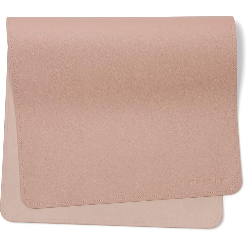 Ava + Oliver Vegan Leather Baby Changing Mat (16 X 30 in) - Multipurpose Wipeable and Portable Diaper Changing Pad - Foldable for Travel (Pink Sand) - Image 1