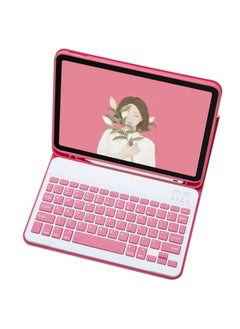 Bluetooth Keyboard Case For Ipad Pro 11 10.2 Air 4 Pencil Slot Mini 6 Leather Mouse Pad Protective Cover For Digital Computer-Color:Begonia Red + Begonia Red Keyboard-Applicable Model:Ipad10.2 (7/8/9th)/pro10.5/air3 Universal