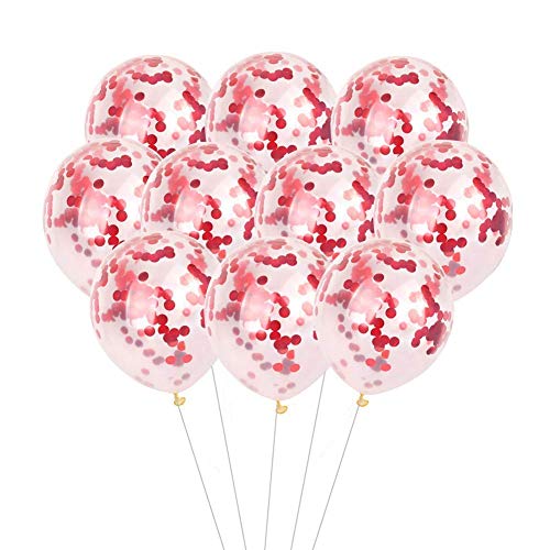 Crackles HD Pre Filled Confetti Balloons for Party Decorations Toy Balloons for Birthday Anniversary Baby Shower Bachelorette Party Decoration (Pack of 10) (Red Confetti), Large (P-RCONFETTI-30-IP) - Image 1
