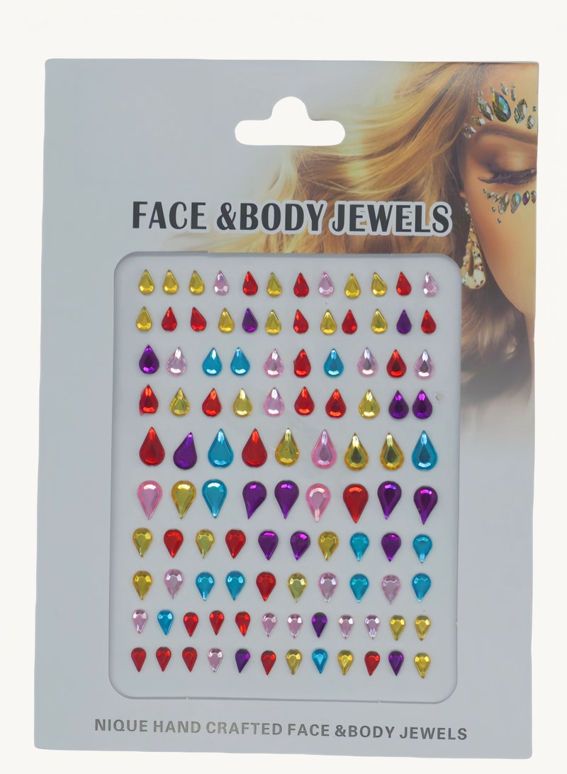 Water drop shaped multi-color crystal diamond stickers face decoration stickers 3D three-dimensional stickers children's DIY decoration self-adhesive jewelry stickers colored diamond stickers - Image 1