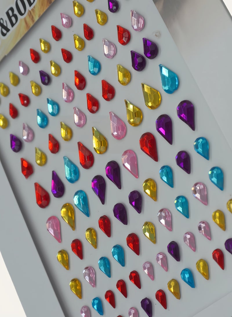 Water drop shaped multi-color crystal diamond stickers face decoration stickers 3D three-dimensional stickers children's DIY decoration self-adhesive jewelry stickers colored diamond stickers - Image 2