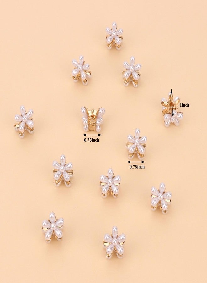 Wecoe Mini Pearl Flower Hair Clips 12pcs Small Decorative Claw Clips Set - Wedding Bridal & Flower Girl Hair Accessories - Image 5