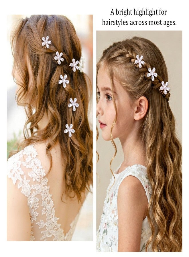Wecoe Mini Pearl Flower Hair Clips 12pcs Small Decorative Claw Clips Set - Wedding Bridal & Flower Girl Hair Accessories - Image 3