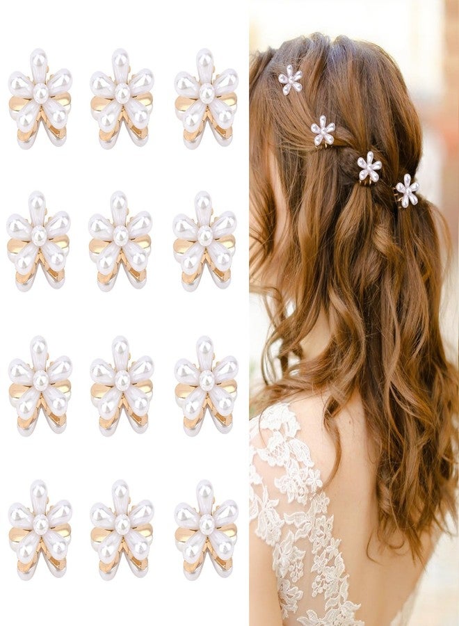 Wecoe Mini Pearl Flower Hair Clips 12pcs Small Decorative Claw Clips Set - Wedding Bridal & Flower Girl Hair Accessories - Image 1