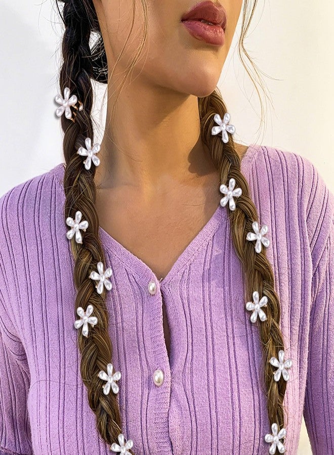 Wecoe Mini Pearl Flower Hair Clips 12pcs Small Decorative Claw Clips Set - Wedding Bridal & Flower Girl Hair Accessories - Image 2
