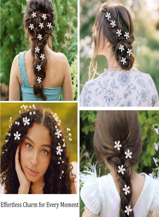 Wecoe Mini Pearl Flower Hair Clips 12pcs Small Decorative Claw Clips Set - Wedding Bridal & Flower Girl Hair Accessories - Image 4