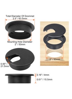 HNBun 2 Desk Grommet Black 30PACK Wire Cable Hole Cover PC Computer Desk Plastic Grommet Cord Tidy Cable Wire Grommet for Office PC Computer Desk Cord Management 50mm Mounting Hole Diameter  - Image 3