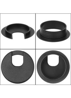 HNBun 2 Desk Grommet Black 30PACK Wire Cable Hole Cover PC Computer Desk Plastic Grommet Cord Tidy Cable Wire Grommet for Office PC Computer Desk Cord Management 50mm Mounting Hole Diameter  - Image 4