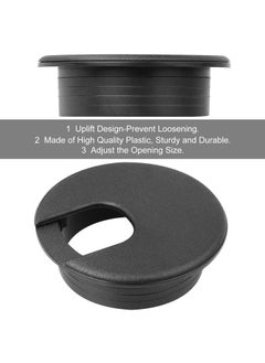 HNBun 2 Desk Grommet Black 30PACK Wire Cable Hole Cover PC Computer Desk Plastic Grommet Cord Tidy Cable Wire Grommet for Office PC Computer Desk Cord Management 50mm Mounting Hole Diameter  - Image 2