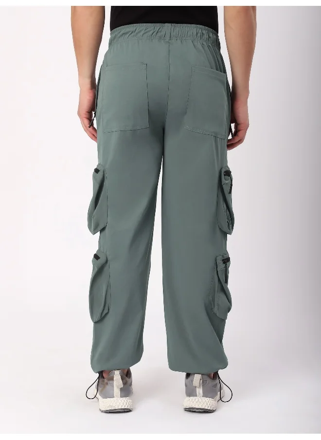 بيونغ Mist Grey 3D Pocket With Zipper Cargo Pants