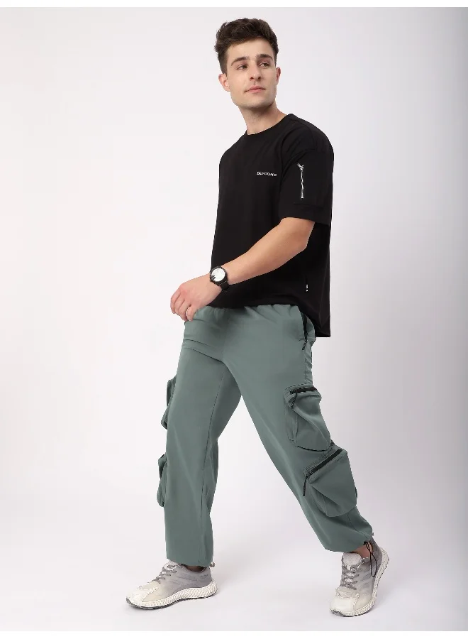 Beyoung Mist Grey 3D Pocket With Zipper Cargo Pants
