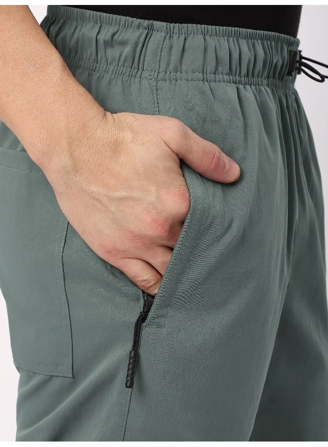 Beyoung Mist Grey 3D Pocket With Zipper Cargo Pants