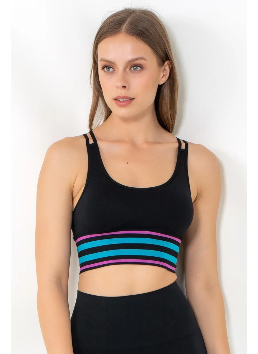 Miorre Miofit Energy Block Striped Supported Seamless Sports Bra