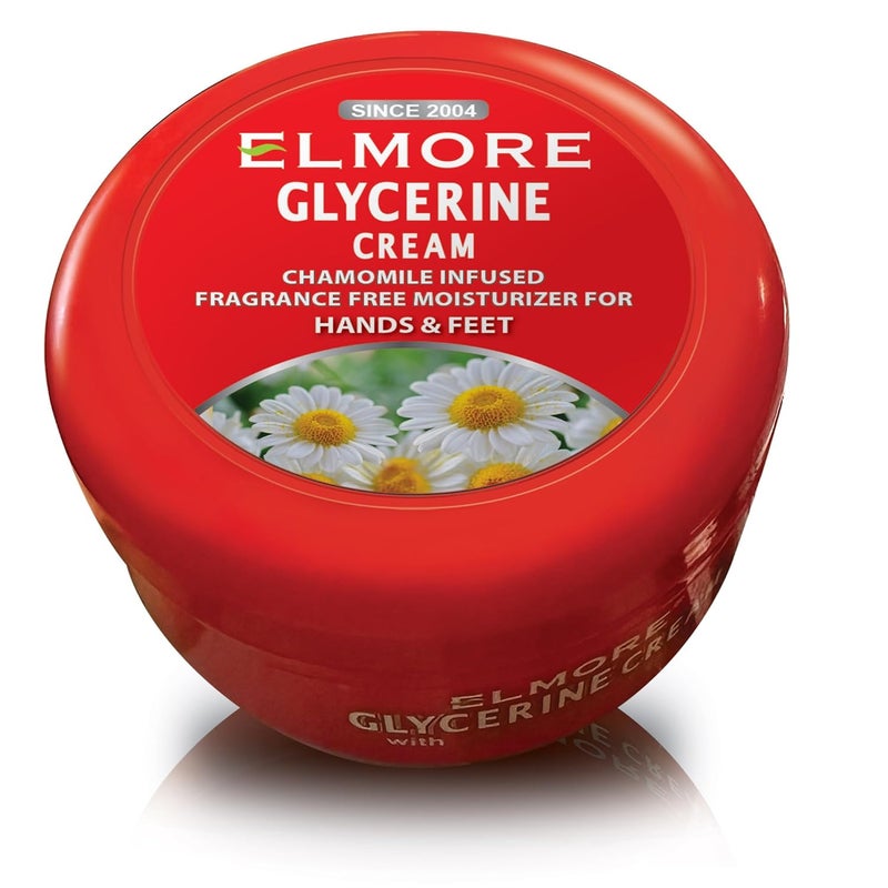 Elmore كريم إلمور اليومي المرطب للبشرة الجافة كريم مرطب متقدم للبشرة الجافة للجسم واليدين والقدمين مع مستخلص البابونج 42 كريم جليسرين نقي غير دهني خالي من العطور كريم مرطب كثيف