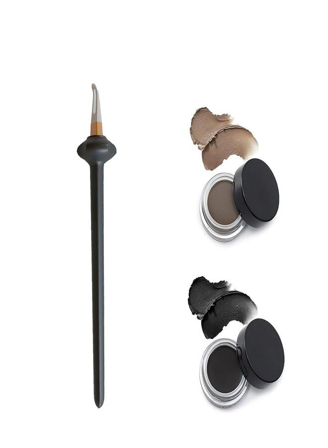 1 Set Silicone Eyeliner Tool with Eyeliners Cream Set Waterproof Reusable Black Eyeliner Tool with Black and Brown Eyeliners Cream Applicator for Novices Professinonals Easy No-Skip Makeup Kit
