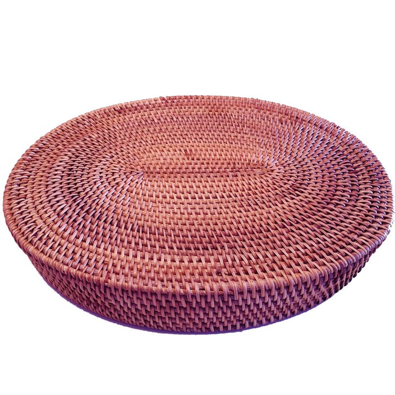 i-lan Dark Brown Oval Rattan X-Large Serving Tray for Fruit,Breakfast,Drinks,17 Inch Ottoman Wicker Woven Serving Basket Tray with Handle and 2.5" High Wall - Image 5
