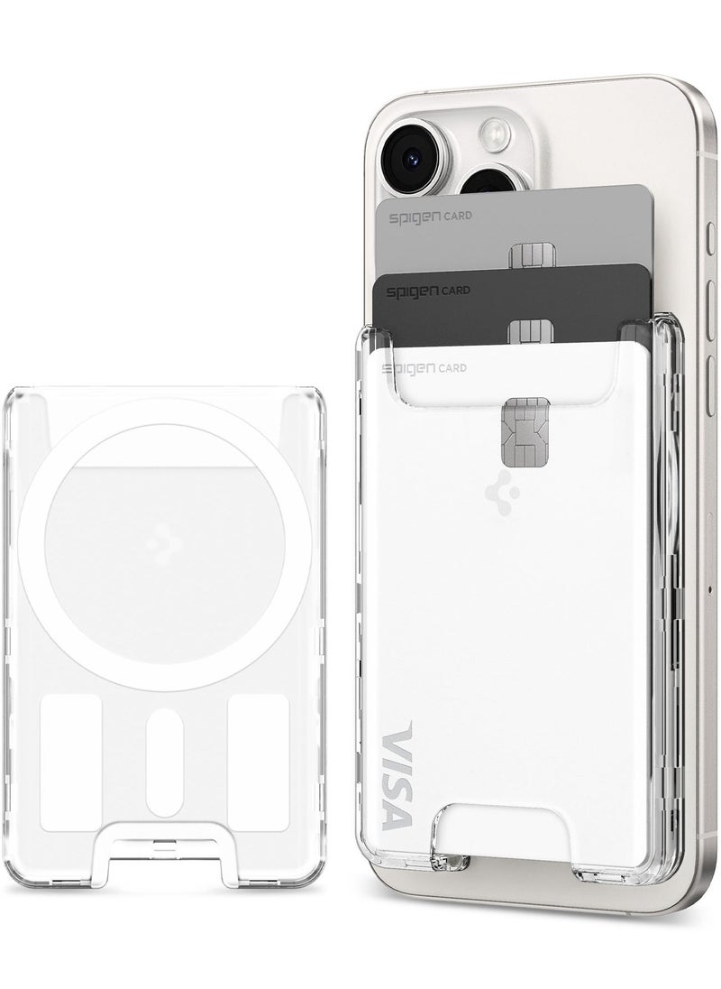 Spigen Ultra Hybrid (MagFit) Magnetic MagSafe Wallet Card Holder [3-4 Cards] for iPhone 16 Pro Max / 16 Pro / 16 Plus / 16 / iPhone 15/14/13/12 series - Crystal Clear  - Image 1