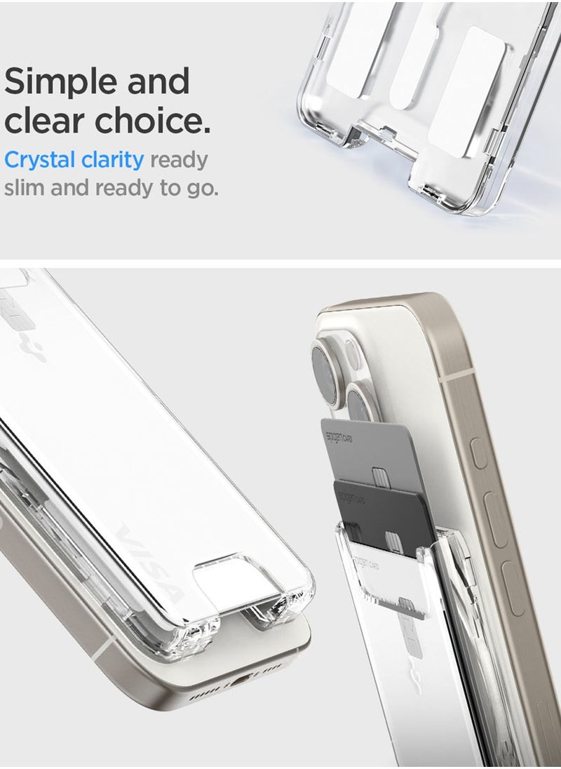 Spigen Ultra Hybrid (MagFit) Magnetic MagSafe Wallet Card Holder [3-4 Cards] for iPhone 16 Pro Max / 16 Pro / 16 Plus / 16 / iPhone 15/14/13/12 series - Crystal Clear  - Image 4