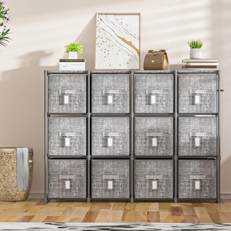 LUKYTOWER Cube Storage Organizer Shelf with 6 Printed Bins + Labels, Cubby Storage Organizer with Bins, Large Capacity Shelves for Storage,Closet, Living Room, Dorm, Yarn - Image 2