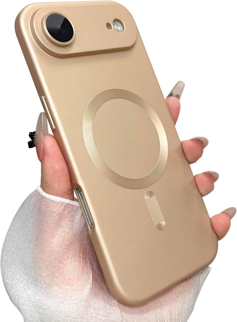 DIZORO Magnetic Case for (iPhone 17 Air Case) [Compatible with MagSafe][Built-in Camera Lens Protector] Slim Soft Silicone Bumper Shockproof Metallic Luster Back Cover Phone Case (Desert) - Image 1