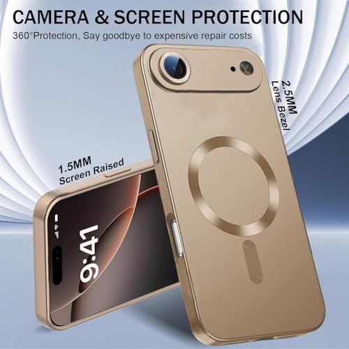 DIZORO Magnetic Case for (iPhone 17 Air Case) [Compatible with MagSafe][Built-in Camera Lens Protector] Slim Soft Silicone Bumper Shockproof Metallic Luster Back Cover Phone Case (Desert) - Image 5