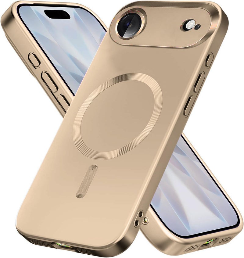 DIZORO Magnetic Case for (iPhone 17 Air Case) [Compatible with MagSafe][Built-in Camera Lens Protector] Slim Soft Silicone Bumper Shockproof Metallic Luster Back Cover Phone Case (Desert) - Image 3