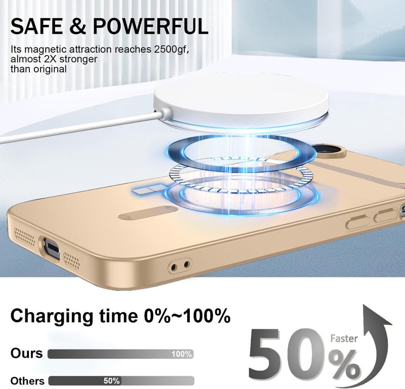 DIZORO Magnetic Case for (iPhone 17 Air Case) [Compatible with MagSafe][Built-in Camera Lens Protector] Slim Soft Silicone Bumper Shockproof Metallic Luster Back Cover Phone Case (Desert) - Image 4