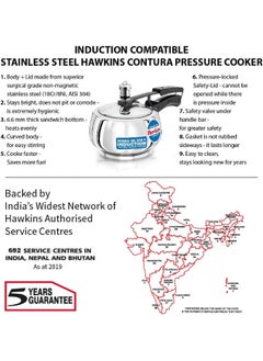 Hawkins 1.5 Liters Contura Stainless Steel Pressure Cooker,With Inner Lid Induction Compatible,Silver  - Image 3