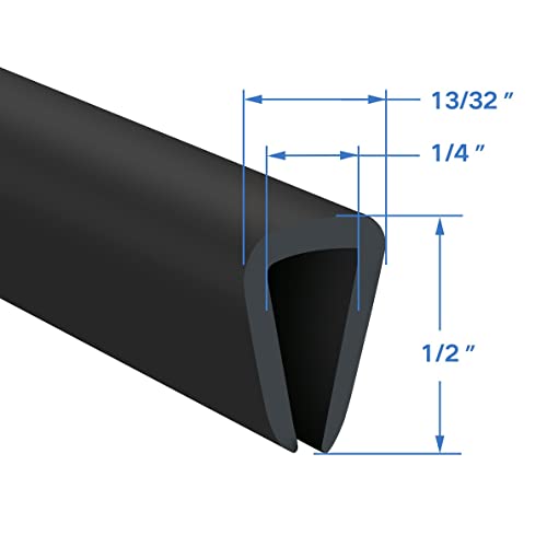 Protalwell Rubber Edge Trim 14 U Channel Edge Trim Edge Protector for Plywood Glasses or Flexiglasses 14 in Flexible U Shaped Gasket Black Color Length 20 Ft - Image 3