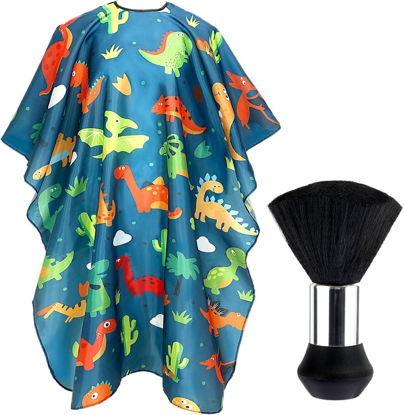 FEBSNOW Kids Hair Cutting Cape,Professional Kids Barber Cape and Neck Duster Brush Cartoon Hairdresser Apron with Adjustable Closure for Children Salon Barber Supplies for Kids & Adults 51x39 Inches - Image 1