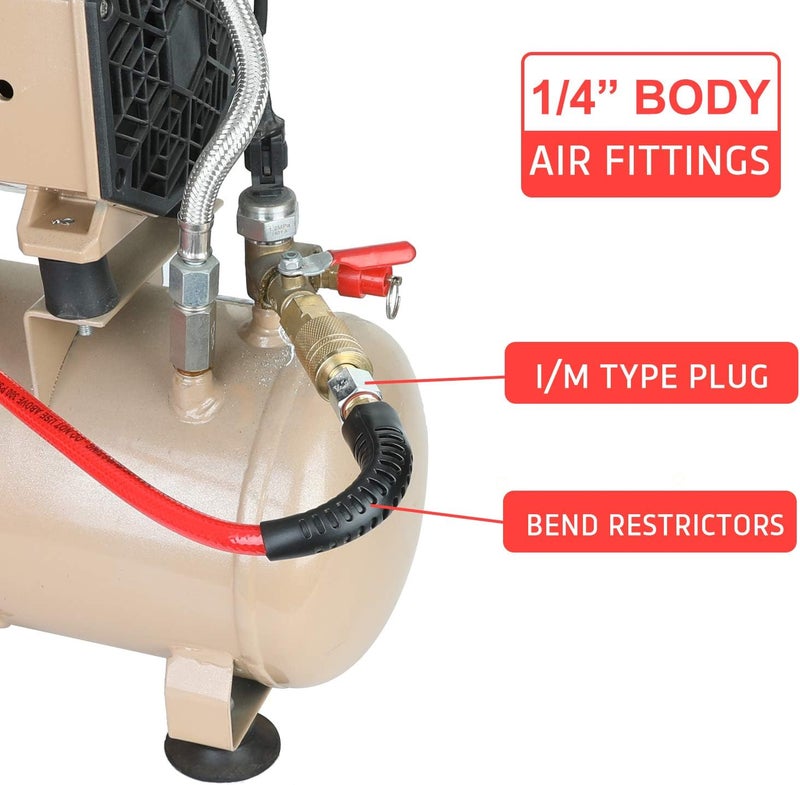Hromee 1/4-Inch x 100 Feet Polyurethane Air Hose with Bend Restrictors PU Compressor Hose with 1/4" Industrial Quick Coupler and Plug Kit, Red - Image 4