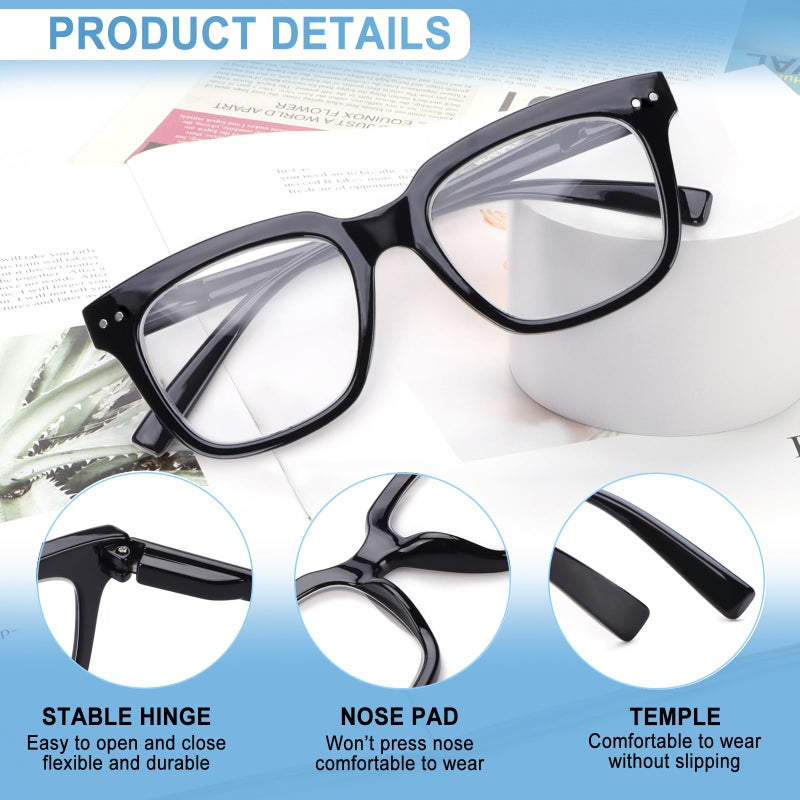 Chofilord 6 Pack Fashion Reading Glasses For Women Men Blue Light Blocking Oversized Square Readers With Spring Hinge (6 Pack Black  2.00) - Image 4