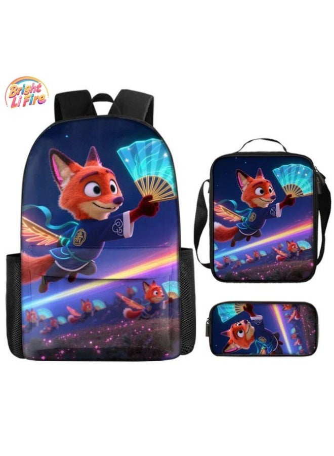 Bright Li Fire Backpacks + handbags + stationery bags | Back-to-school season/festival gifts | Cartoon bag three-piece set, easy to deal with various occasions (available for students, children, friends outings, mountain climbing, school, etc.) - 79 - Image 1