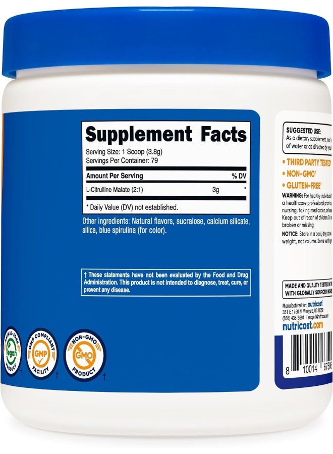 Nutricost L-Citrulline Malate 2:1 300 Gram Blue Raspberry - Image 5