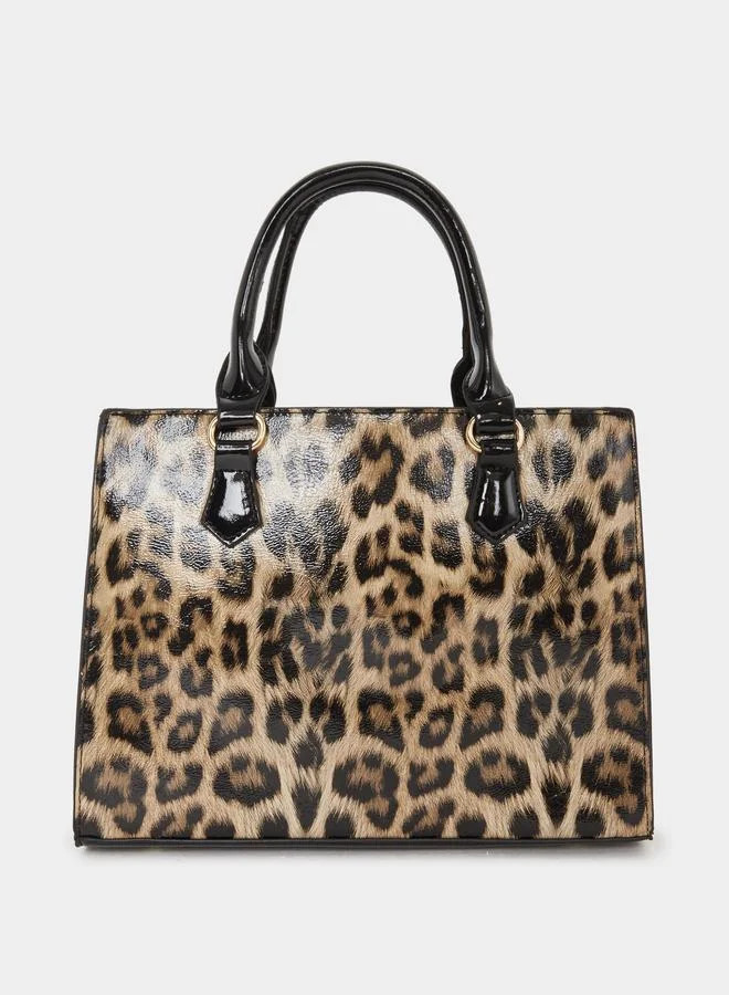 تايك تو Take Two Leopard Print Dual Handles Handbag with Purse Set