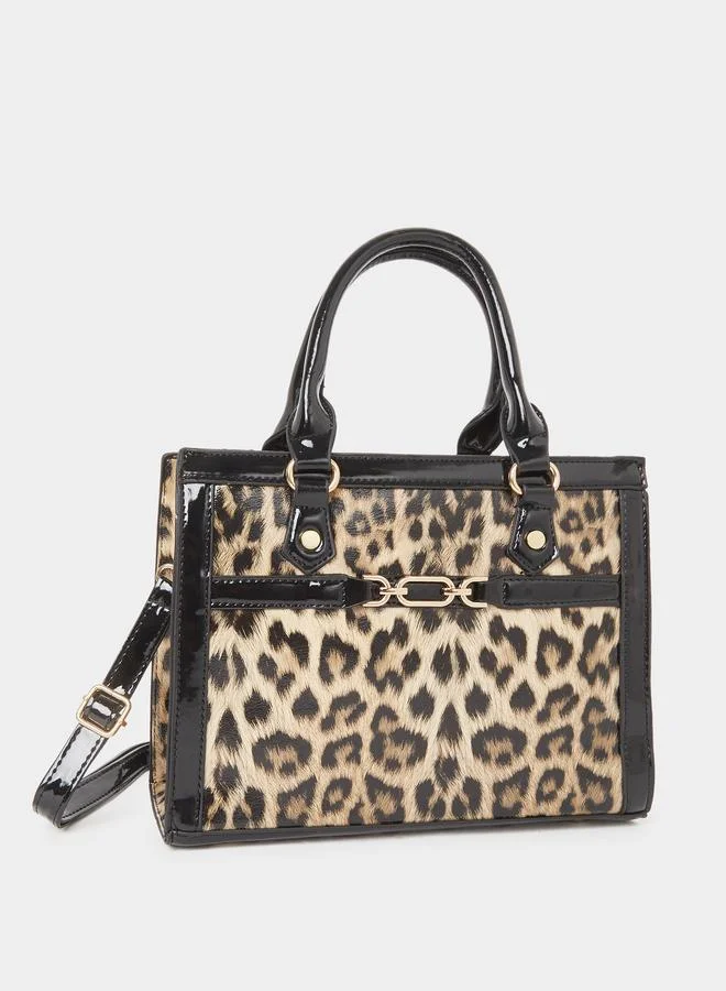 تايك تو Take Two Leopard Print Dual Handles Handbag with Purse Set