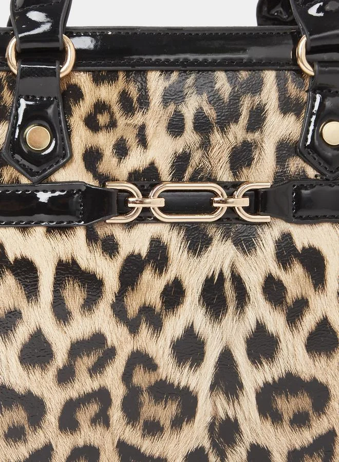 تايك تو Take Two Leopard Print Dual Handles Handbag with Purse Set