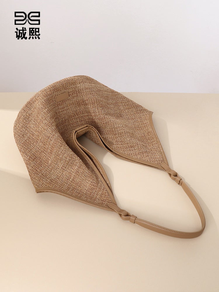 New Beach Bag Straw Women'S Bag Vintage Shoulder Underarm Handbag Large Capacity Lazy Style Mother Tote Bag - Image 5