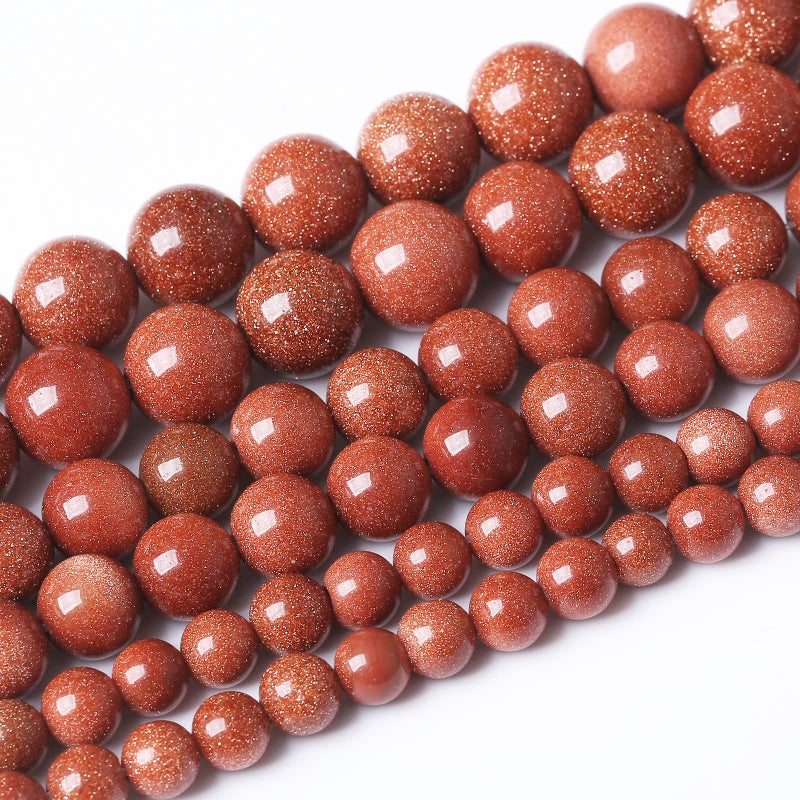 60PCS 6MM Natural Gold Sand Stone Beads Energy Healing Beads for DIY Jewelry Bracelet Necklace Making for Jewelry Making15Inch