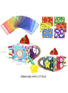 Generic Early Education Baby Puzzle Tissue Box Toy Baby Simulation Learning Finger Exercise Paper Towel Cloth Book Baby Toy-Color:Blue  - Image 3
