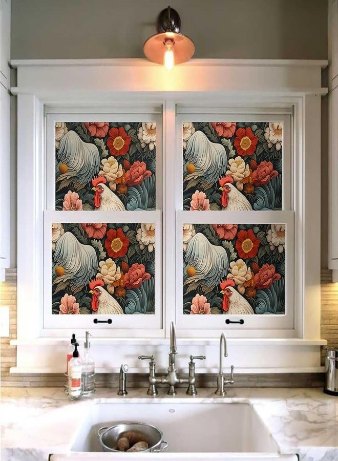MuralPeel ورق جدران MuralPeel بتصميم زهور الديك الأحمر والأبيض، سهل اللصق والإزالة، ورق لاصق مناسب لغرف النوم المستأجرة - Image 4