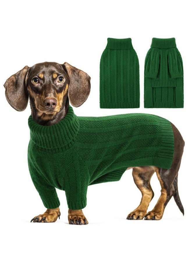 Queenmore Small Dog Sweaters for Small Dogs Girls Boys,Xmas Sweater Small Dog,Turtleneck Knitted Sweater for Dog Cat,Cold Weather Pullover for Doggie Male Female,Soft Dog Sweater Pet Apparel(Green,S) - Image 1