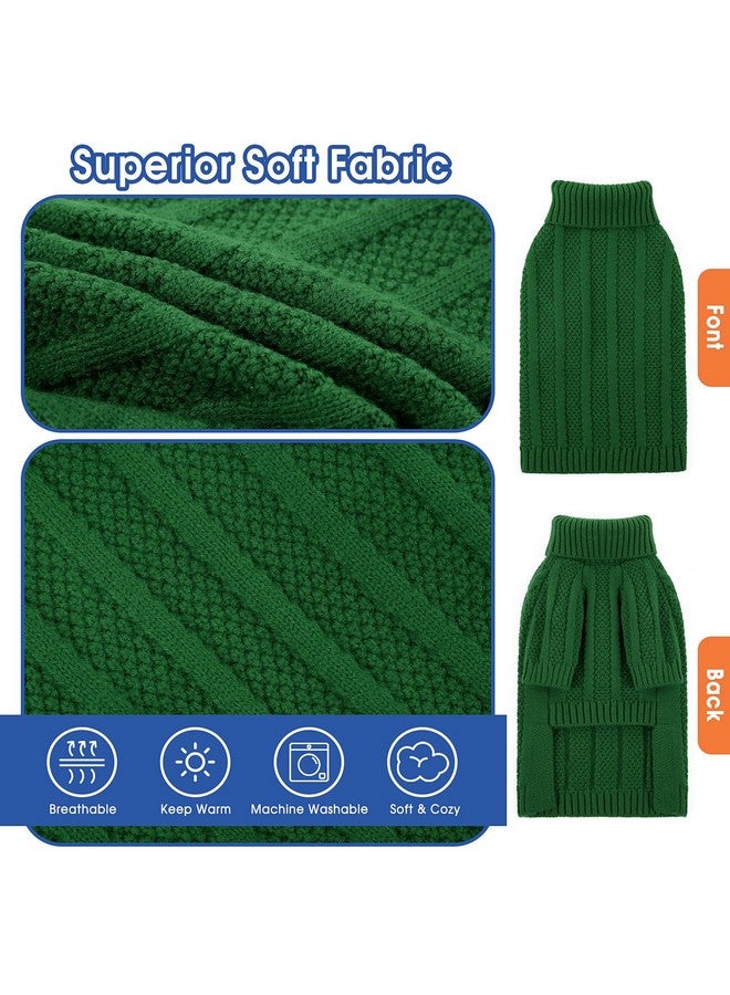 Queenmore Small Dog Sweaters for Small Dogs Girls Boys,Xmas Sweater Small Dog,Turtleneck Knitted Sweater for Dog Cat,Cold Weather Pullover for Doggie Male Female,Soft Dog Sweater Pet Apparel(Green,S) - Image 3