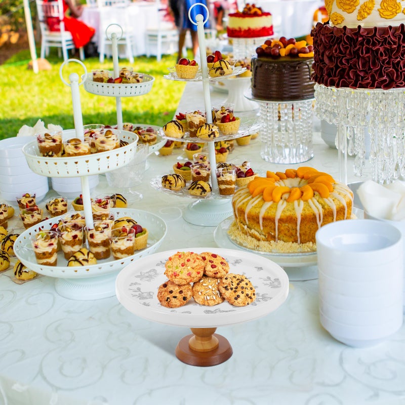 Vintage Wedding Cake Stand Chocolate Candy Display Plate Salad Cupcake Snack Tray - Image 2
