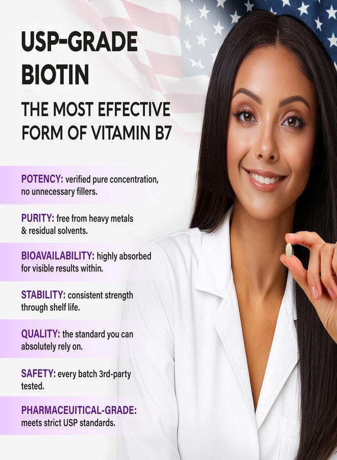 NUTRAHARMONY Biotin 10000mcg with Silicon - Pharmaceutical Grade Biotin Supplement for Women - Hair Growth Support, Skin & Nails - Max Strength & 100% Bioavailability - Made in USA - 120 Softgels, 120 Days Supply - Image 3