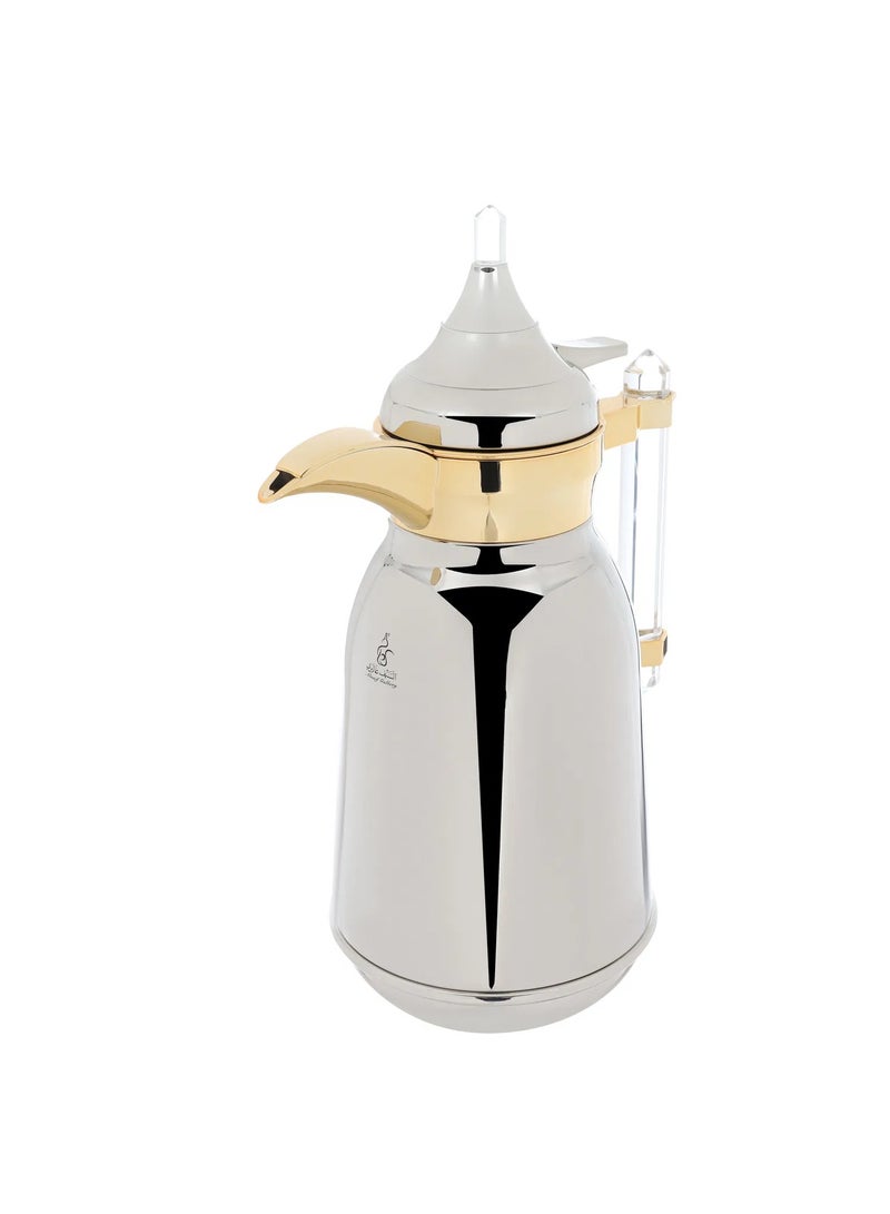 Alsaif Gallery Al Saif Gallery Shahad thermos set, 1/1 liter, with transparent handle, two pieces, thermal glass inner container, steel outer shell - silver - Image 4